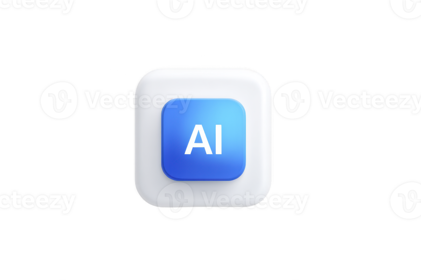 3D icon featuring blue square with letters AI in white, set against rounded transparency background. design is modern and minimalistic, conveying sense of technology and innovation png