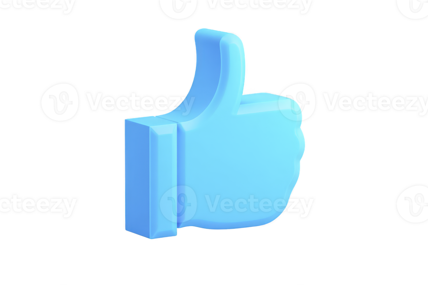 3D blue thumbs up icon symbolizes approval or agreement, often used in digital communication to express positivity or support. icon is simple and modern, with glossy finish png