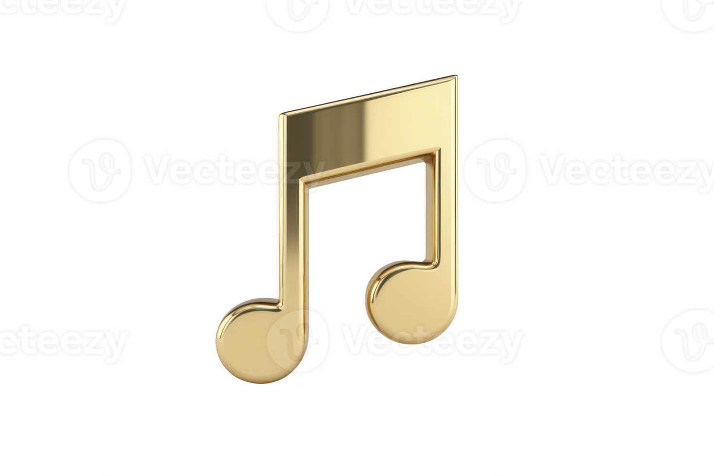 Shiny golden musical note symbol on transparency background, representing music and sound. elegant design conveys sense of luxury and creativity png