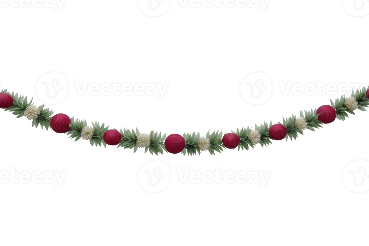 Decorative garland featuring alternating red and white flowers, creating festive and elegant appearance. garland is suitable for celebrations and adds touch of color and charm png