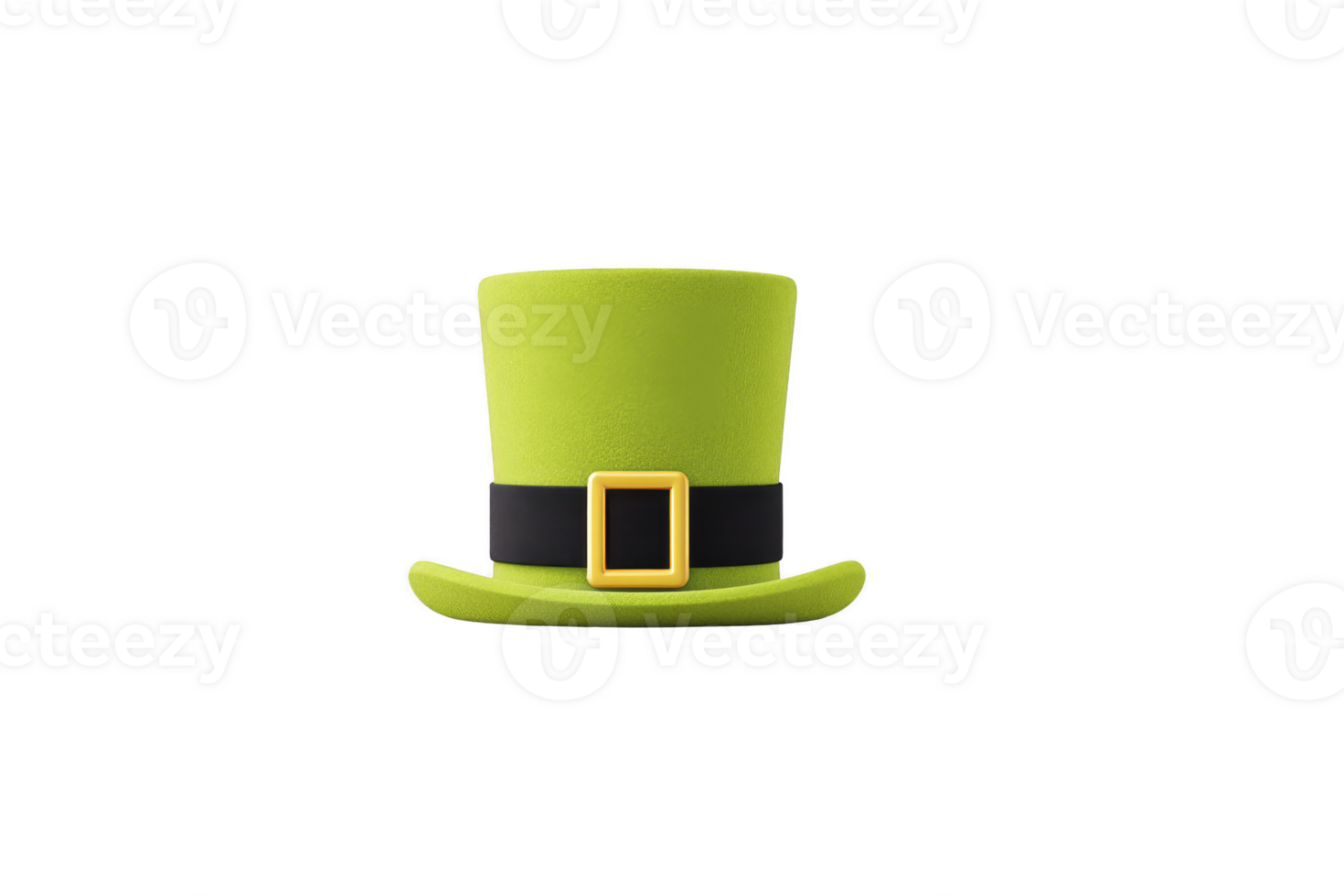 Green leprechaun hat with black band and gold buckle, often associated with St. Patrick Day celebrations and Irish culture. hat is symbol of luck and festivity png