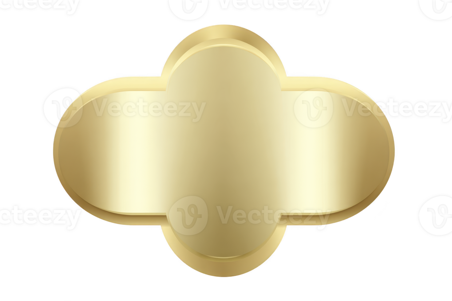 Shiny gold emblem with smooth, reflective surface and rounded edges, perfect for adding touch of elegance to designs. symmetrical shape enhances its luxurious appeal png