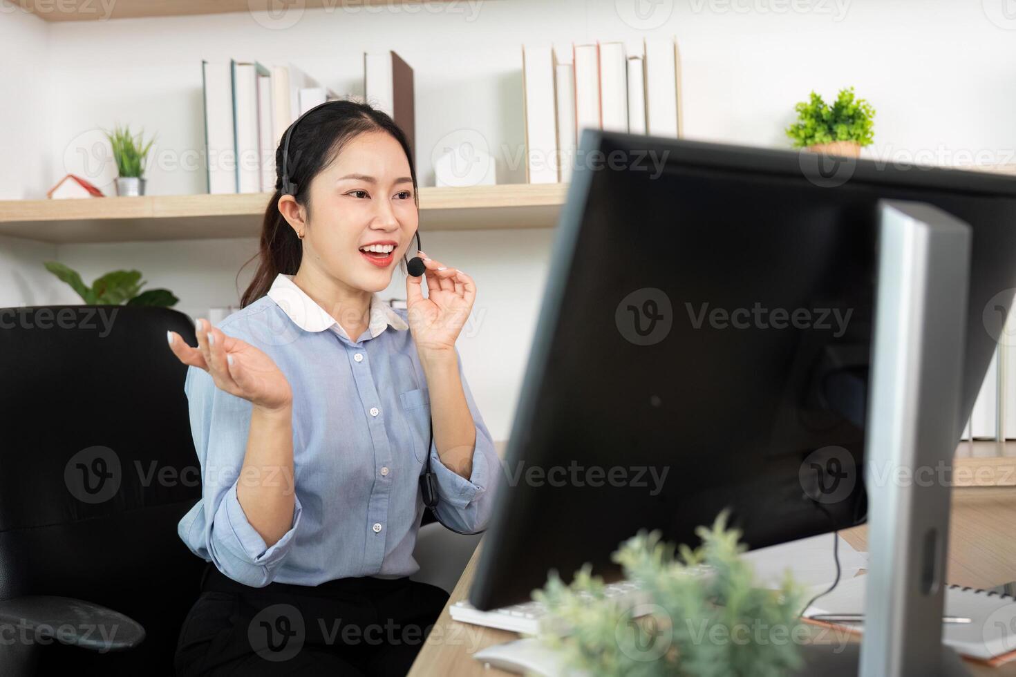 Friendly Call Center Agent Assisting Clients with Care photo