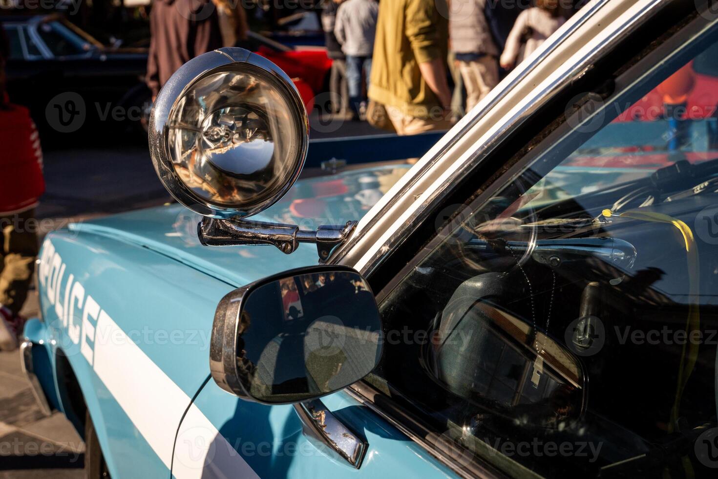 Close-Up of Vintage Police Car Spotlight photo
