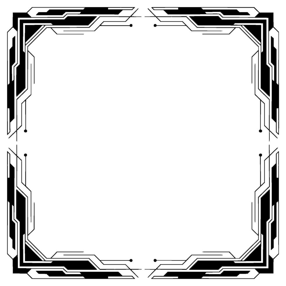 Futuristic Tech Border Frame Clean Geometric , Black White, Blank Space vector