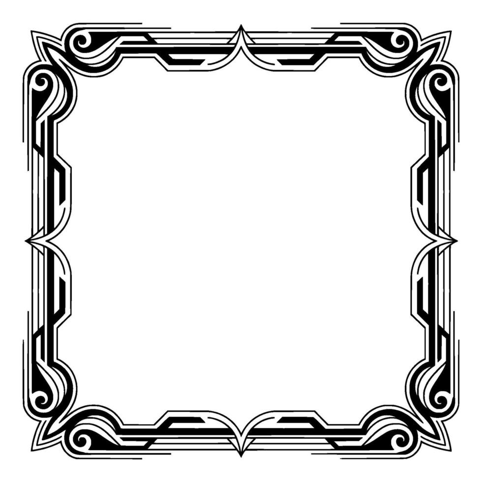 Art Deco Frame Illustration Decorative Border, Black White vector