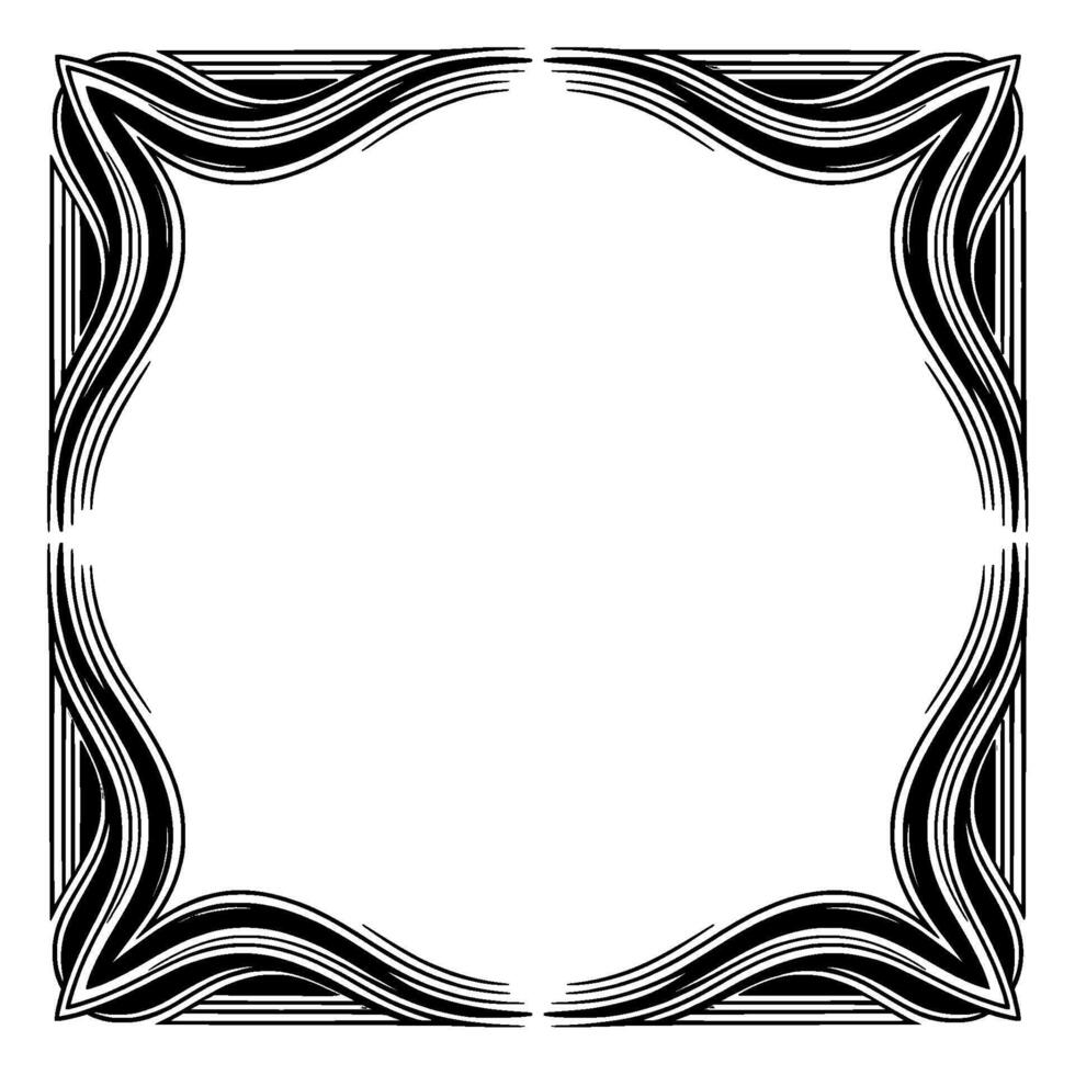 Art Deco Frame Elegant Black and White Wavy , Empty Space vector