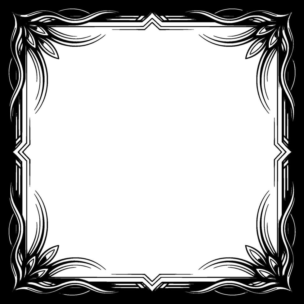 Art Deco Frame Elegant Ornament on Black With White Space vector