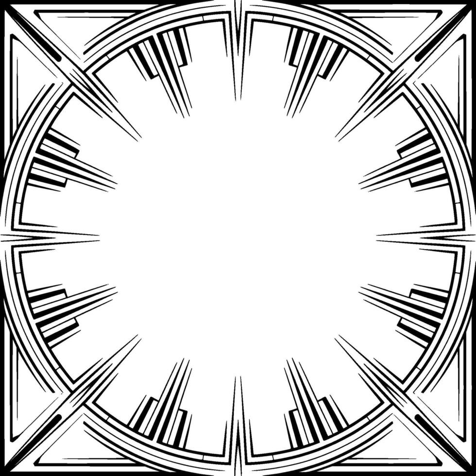 Art Deco Frame , Black and White Geometric Border, Blank Center vector