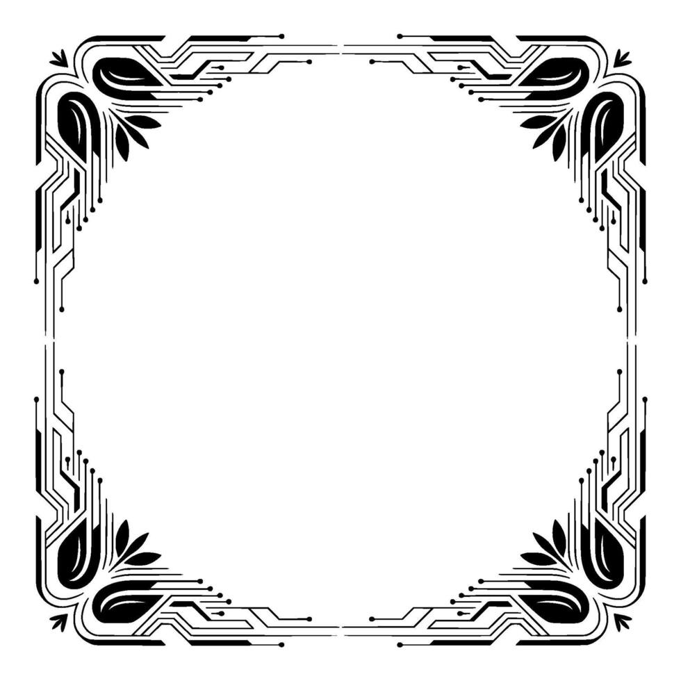 Techbotanical Frame Circuit Board Leaf Border vector