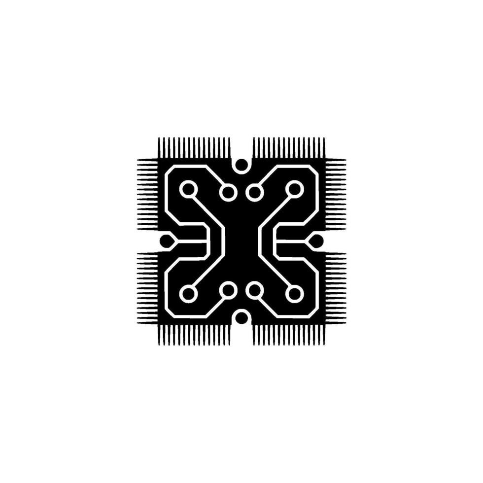 Minimalist Black White Circuit Board on White vector