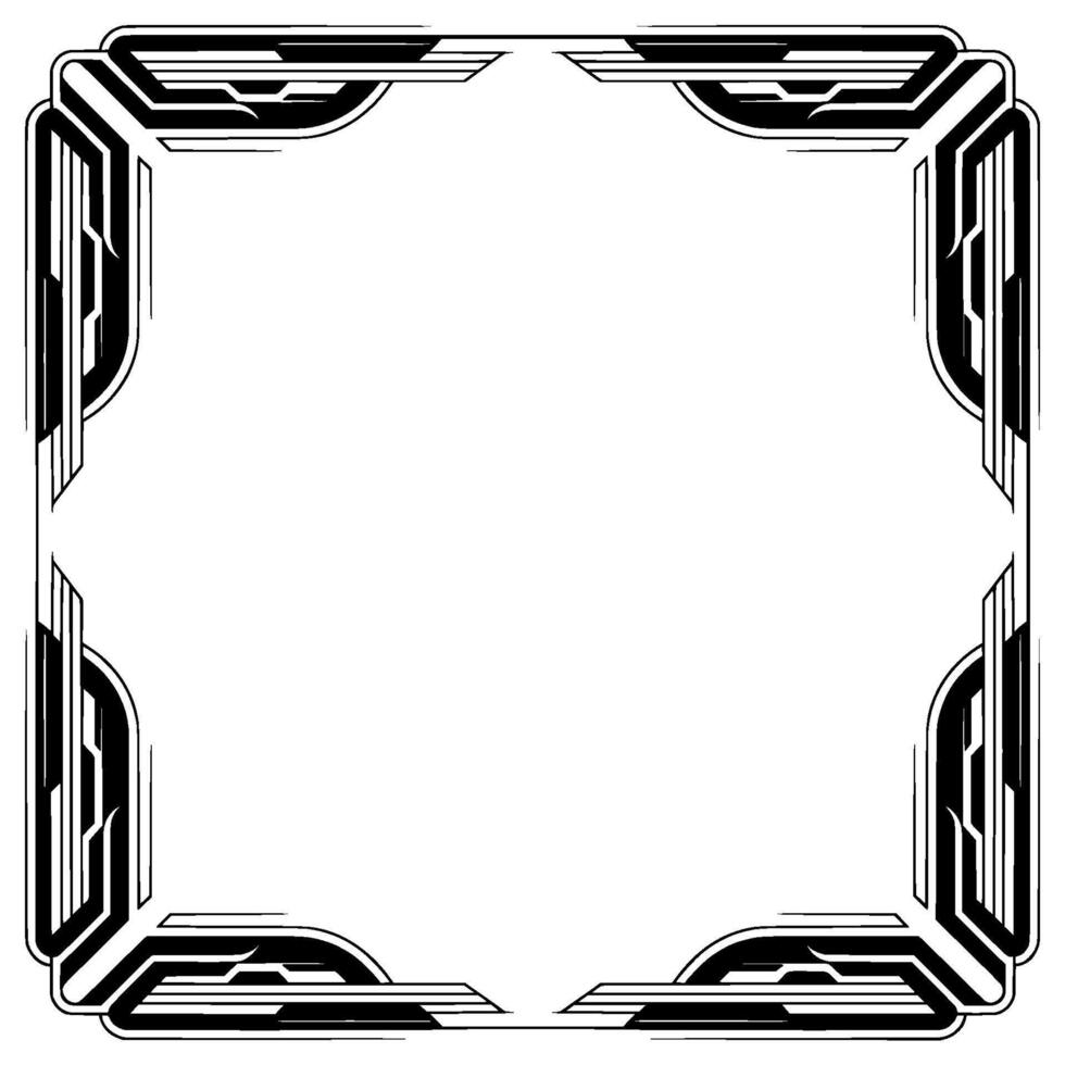 Art Deco Frame Elegant Geometric Border, Monochrome, Blank Space vector