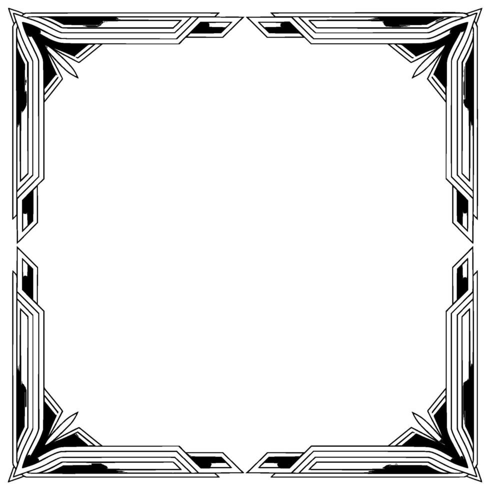 Art Deco Frame Geometric Border in Black, Silver, and White vector