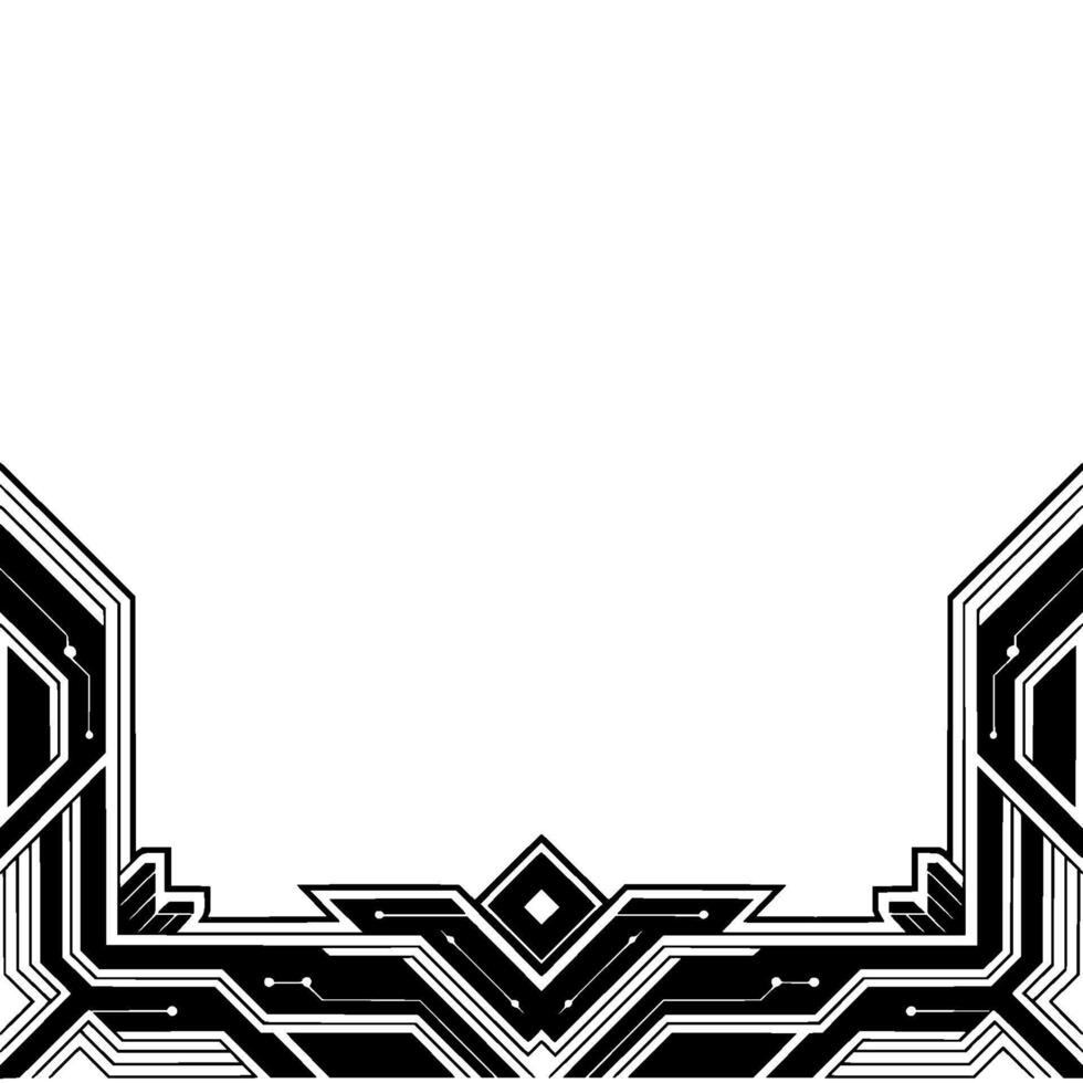 Art Deco Geometric Border Frame, Black White, for vector