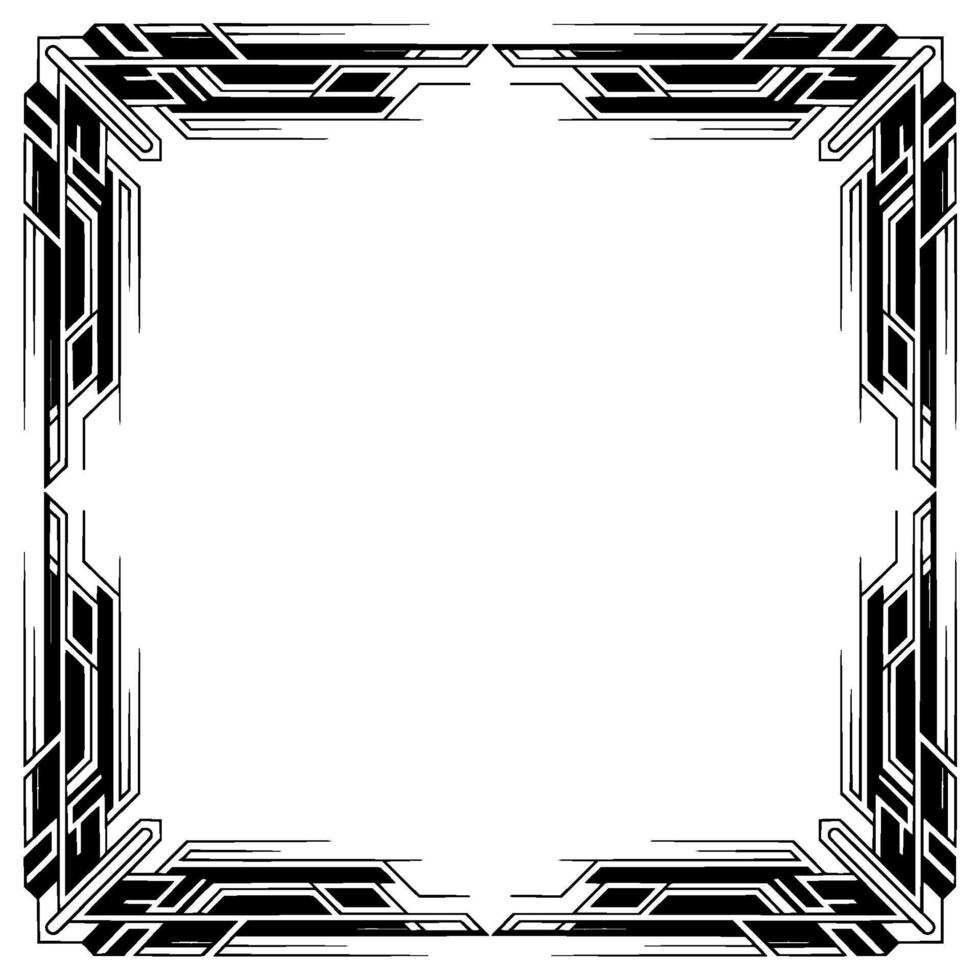 Art Deco Border Frame in Black White, Minimalist vector