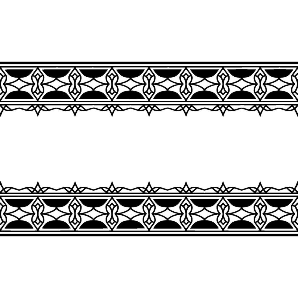 Geometric Border Symmetrical Ornament on White Background vector