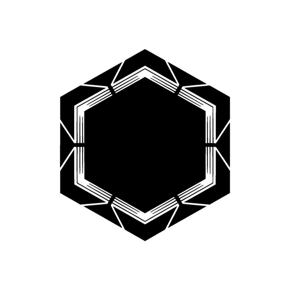 Geometric Hexagon Minimalist Black and White, Abstract Shape vector