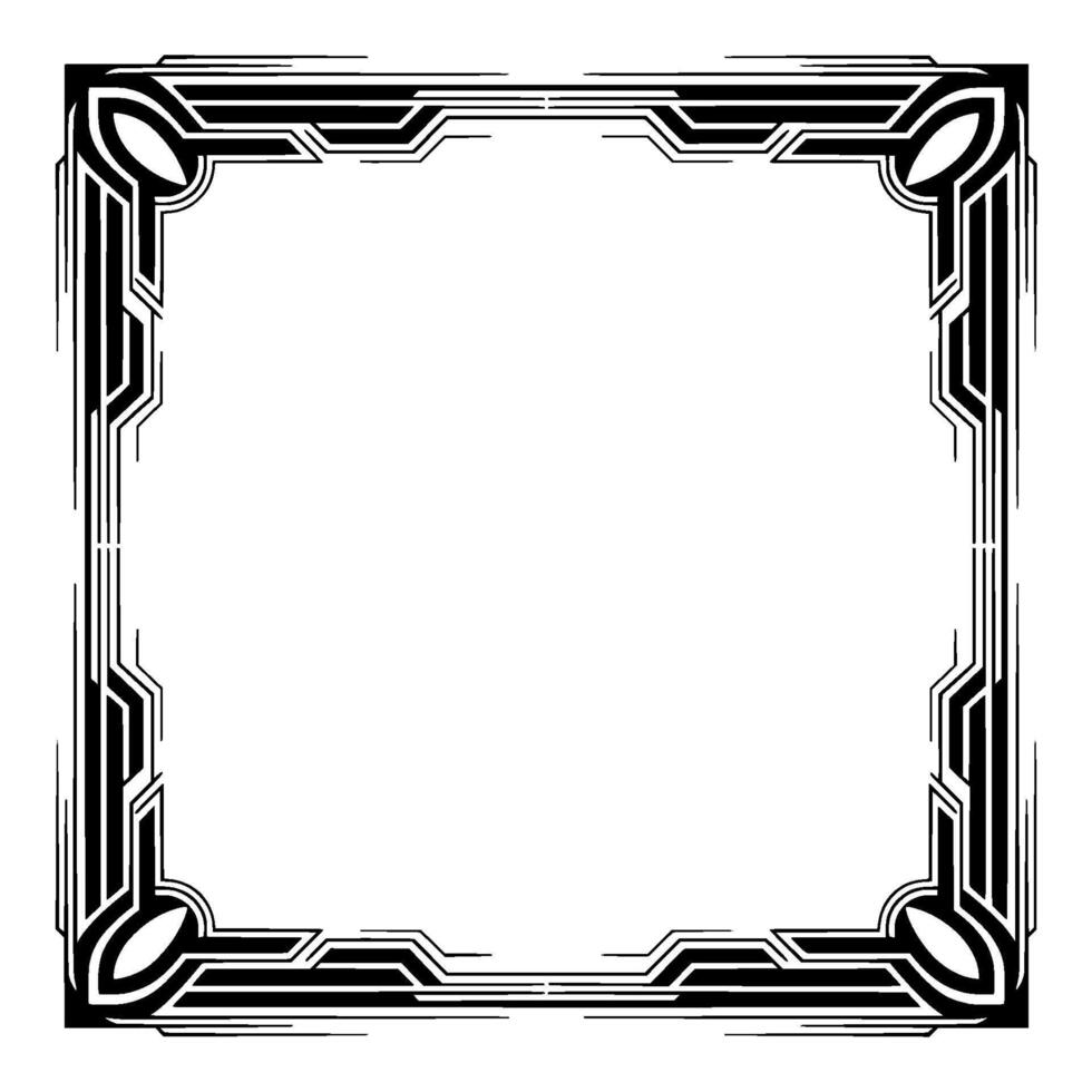 Art Deco Frame Black White Geometric Border for Invitations vector