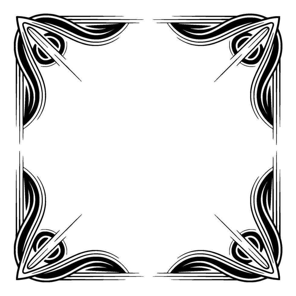 Art Deco Frame Black and White Geometric Border, Blank Space vector