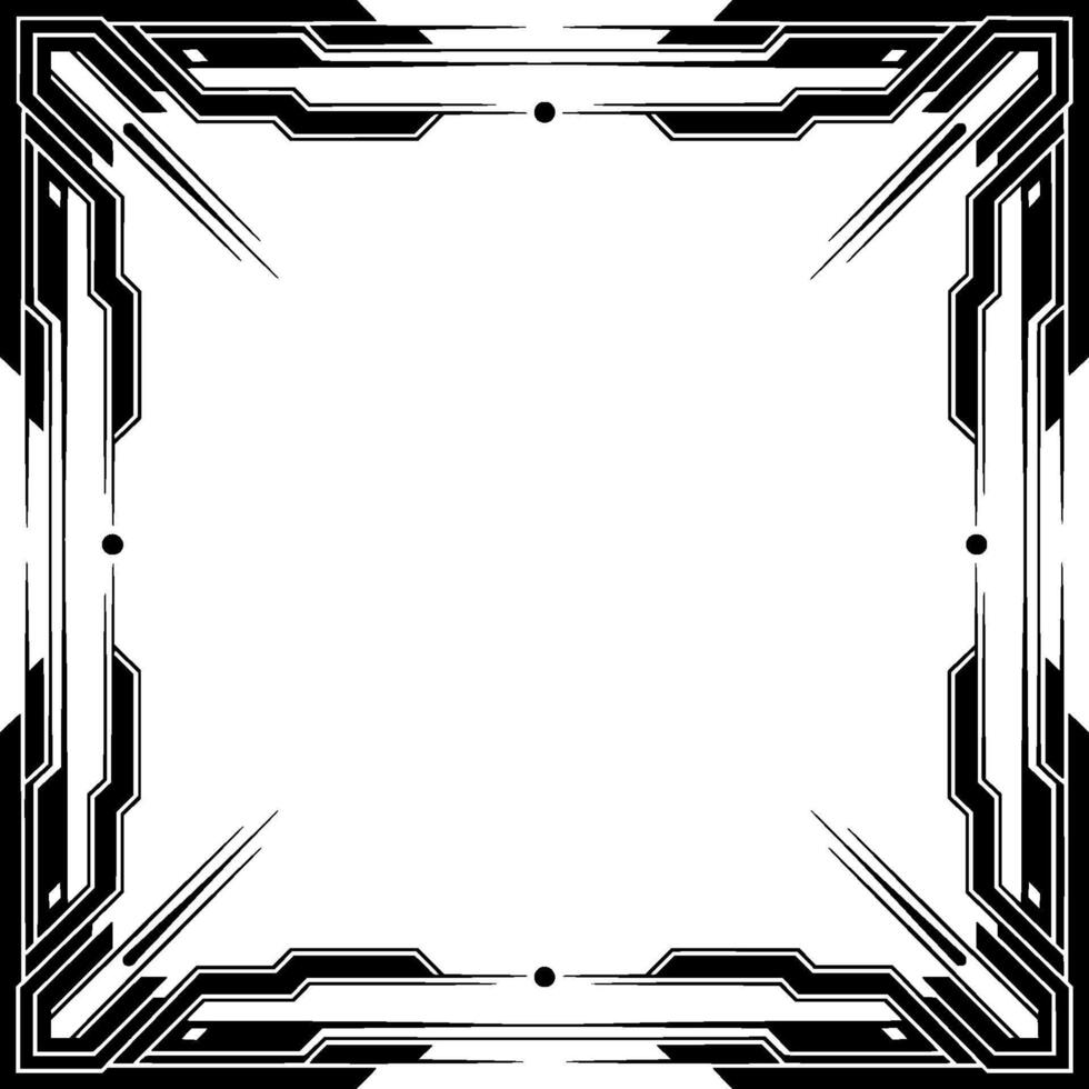 Art Deco Black and White Frame With Decorative Geometric Border vector