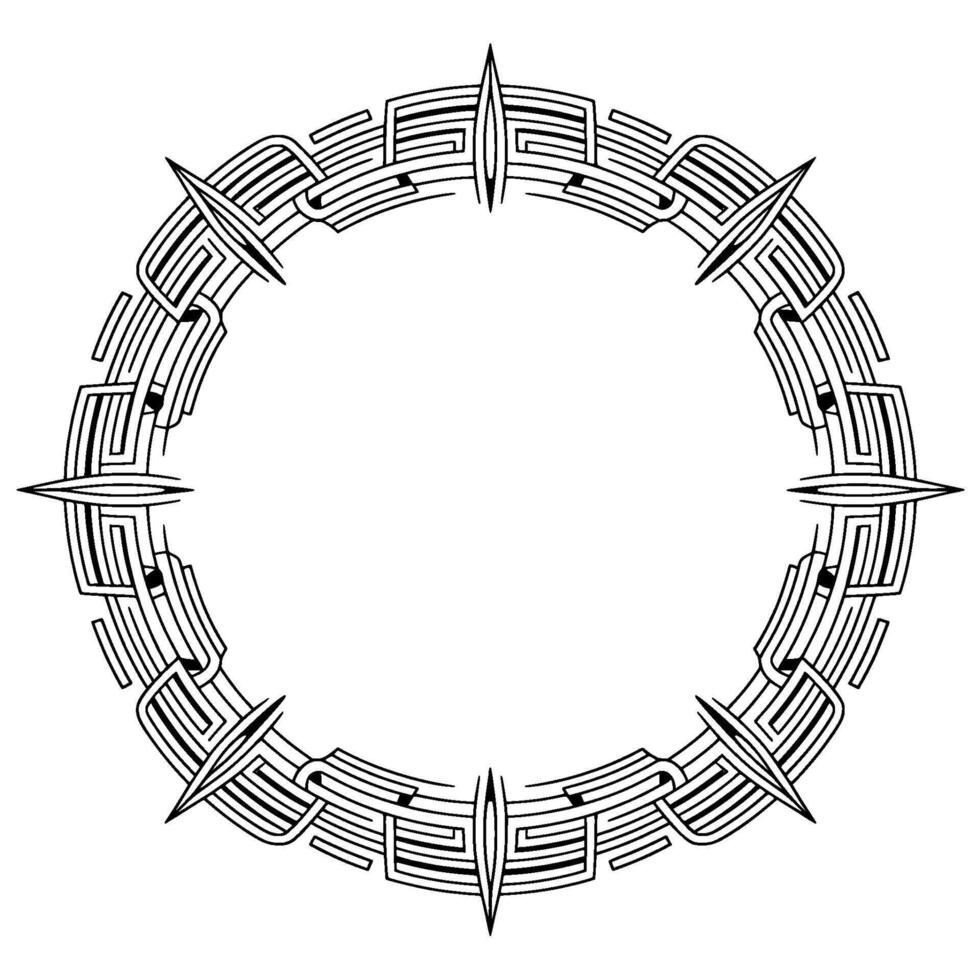 Geometric Art Deco Circular Frame, Black and White vector
