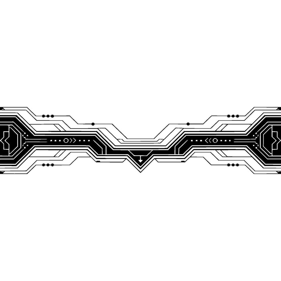 Abstract Tech Circuit Board , Black Lines on White, Futuristic Pattern vector