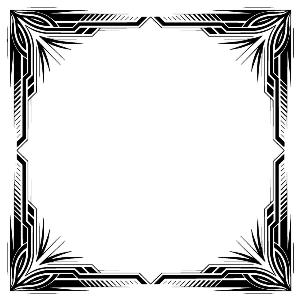 Art Deco Frame Black and White Border, Geometric vector