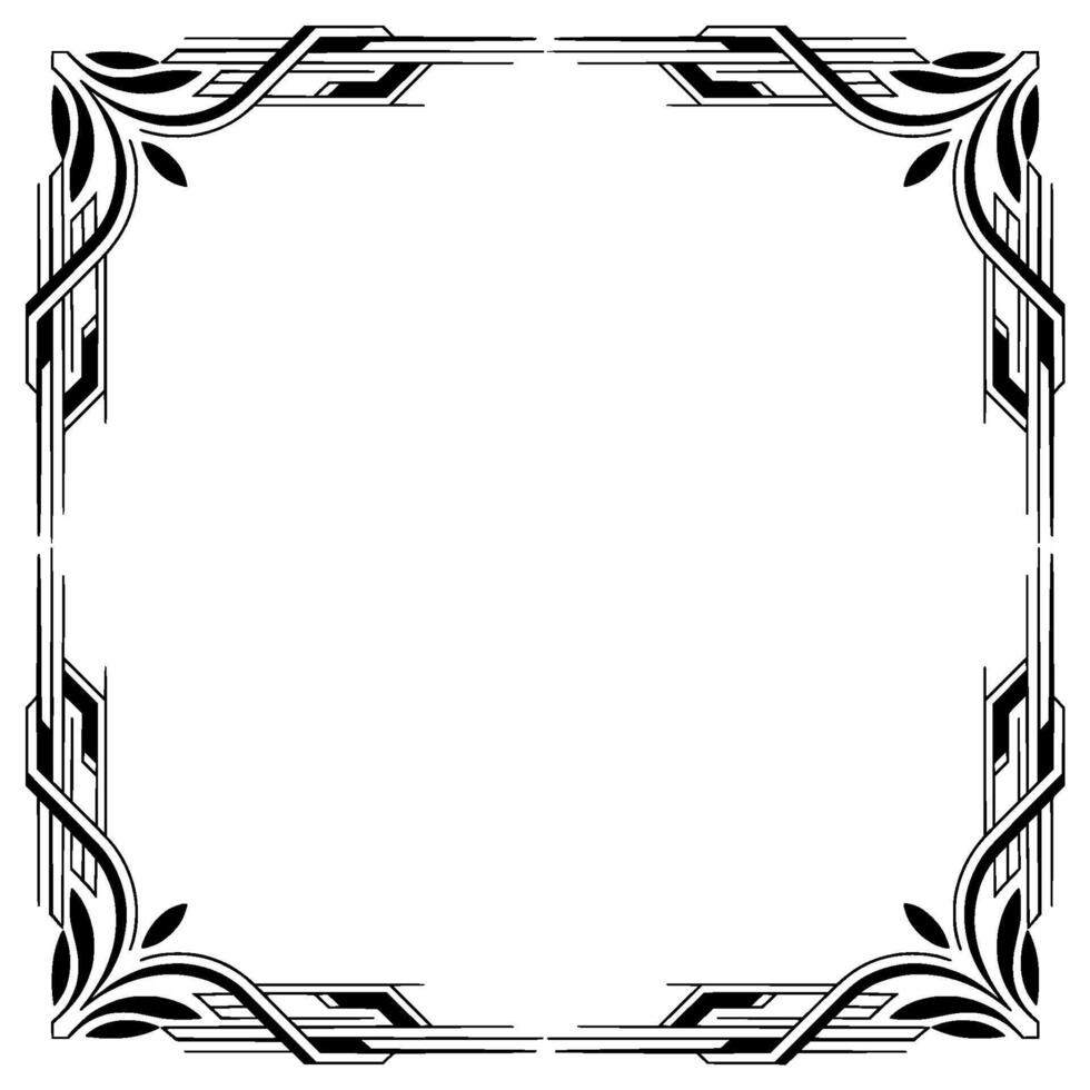 Art Deco Border, Black and White Decorative Frame on Neutral Background vector