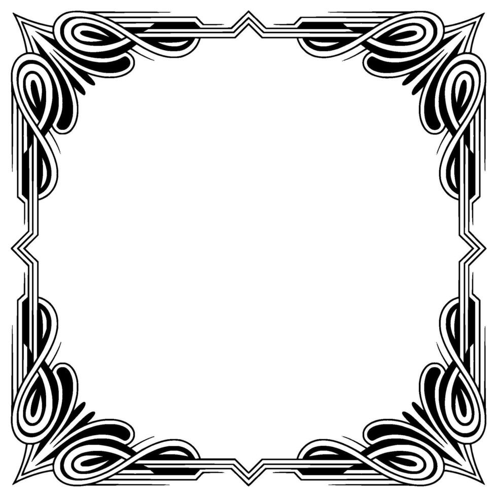 Elegant Art Deco Border Frame in Black White for Invitations Designs vector