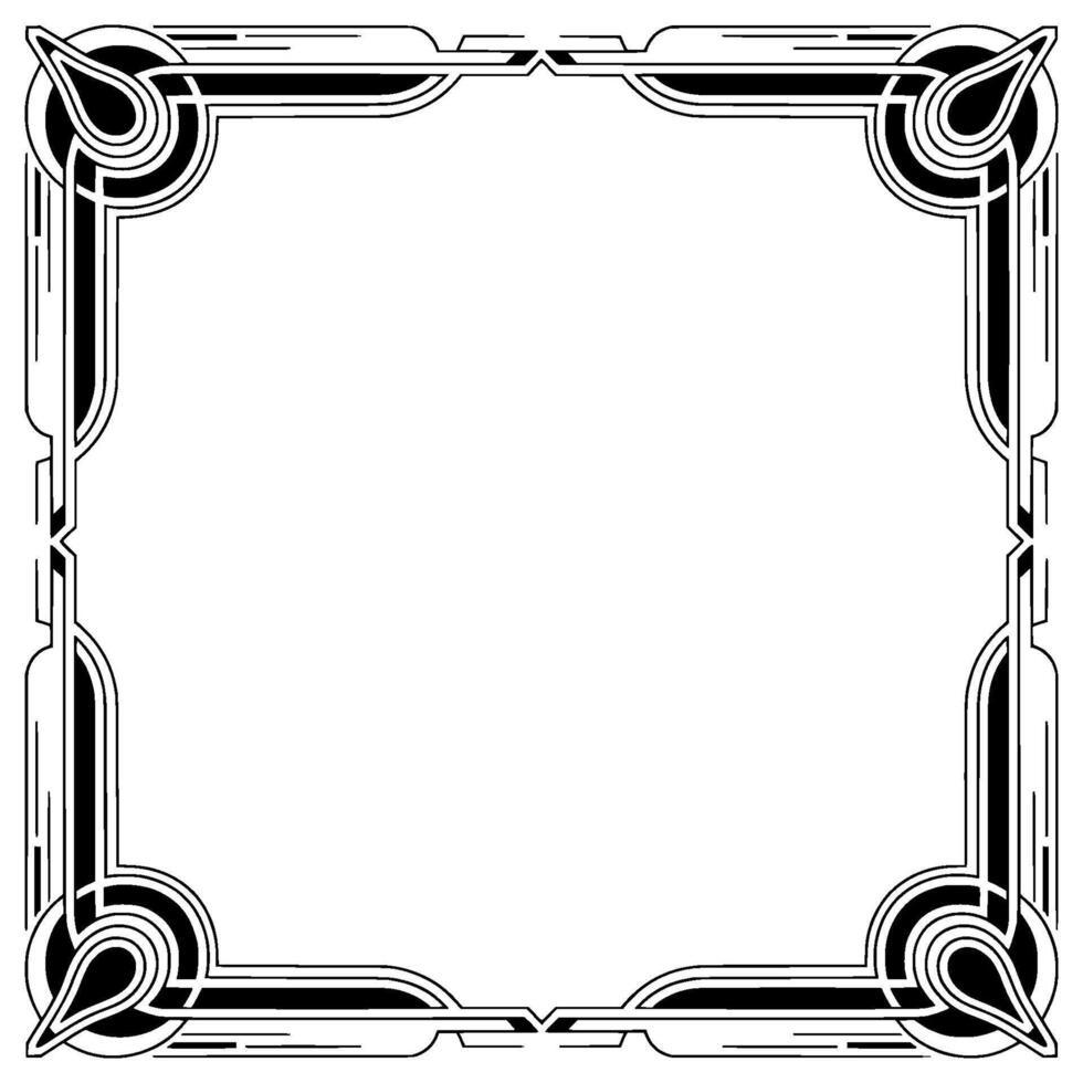 Art Deco Frame Elegant Black White , Ornamental Border, Empty Space vector