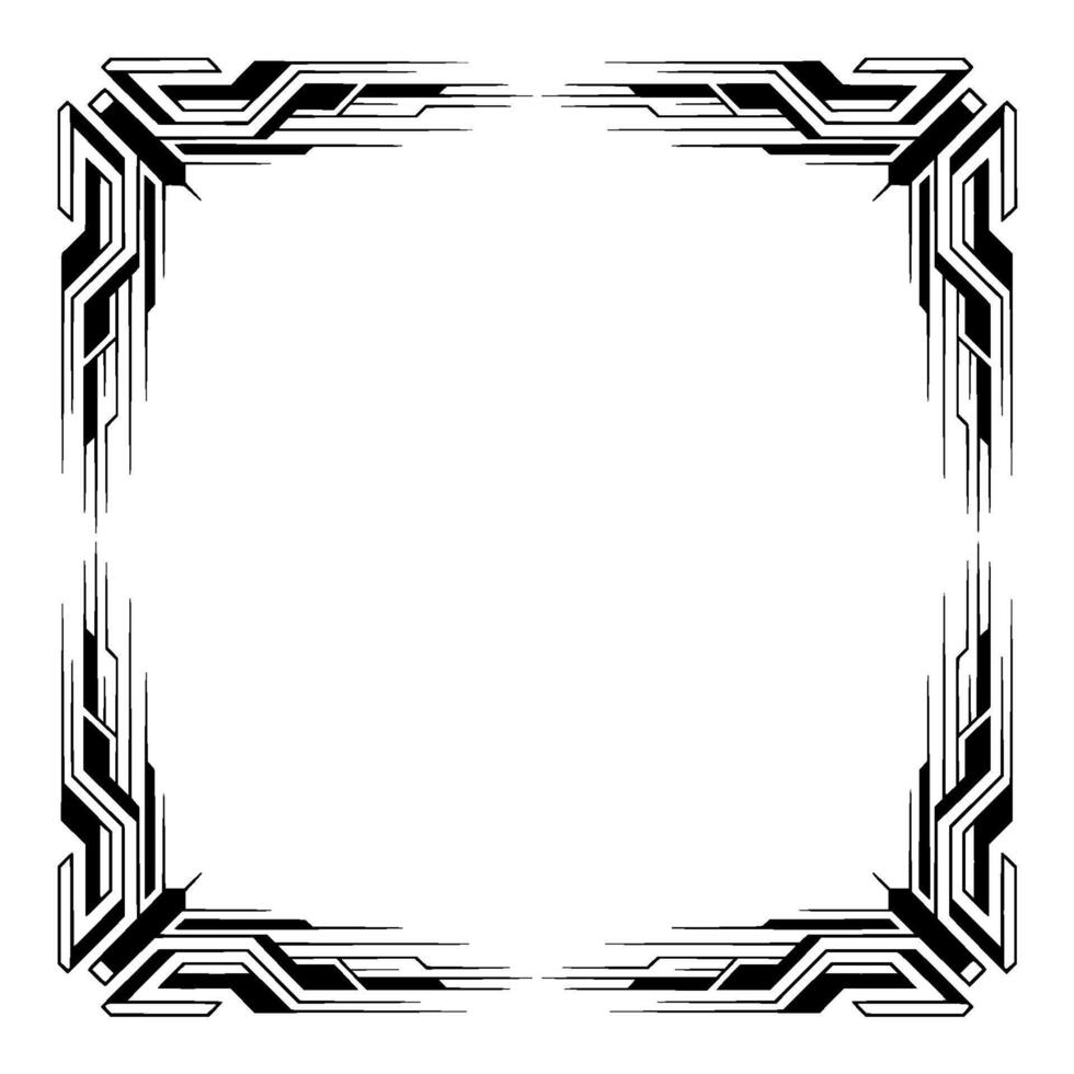 Abstract Art Deco Border Frame, Black White Element vector