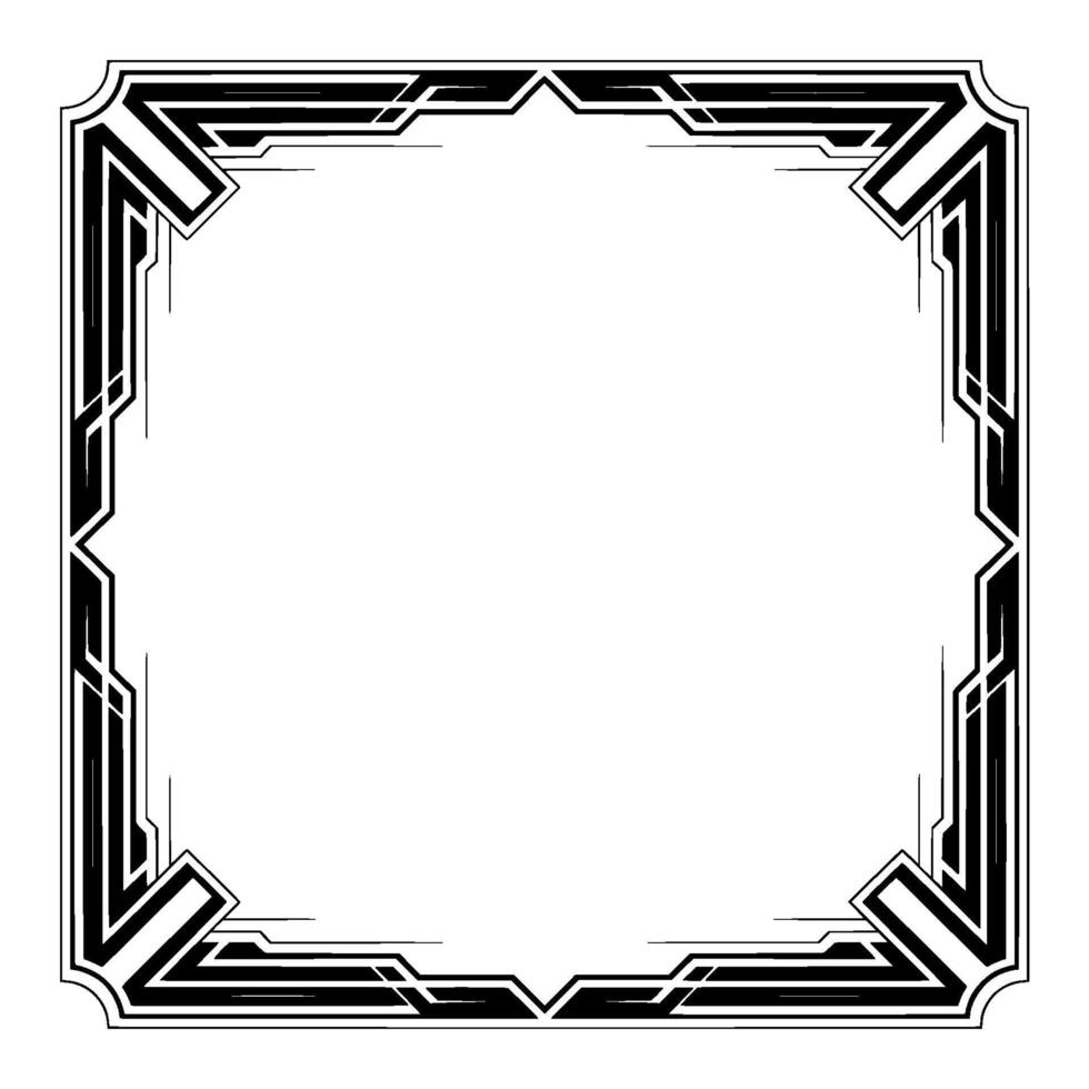 Art Deco Geometric Frame Black and White Border, Illustration vector
