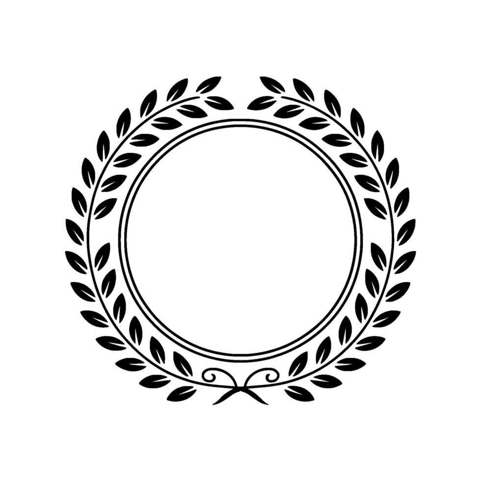Elegant Laurel Wreath Circle Frame, Minimalist vector