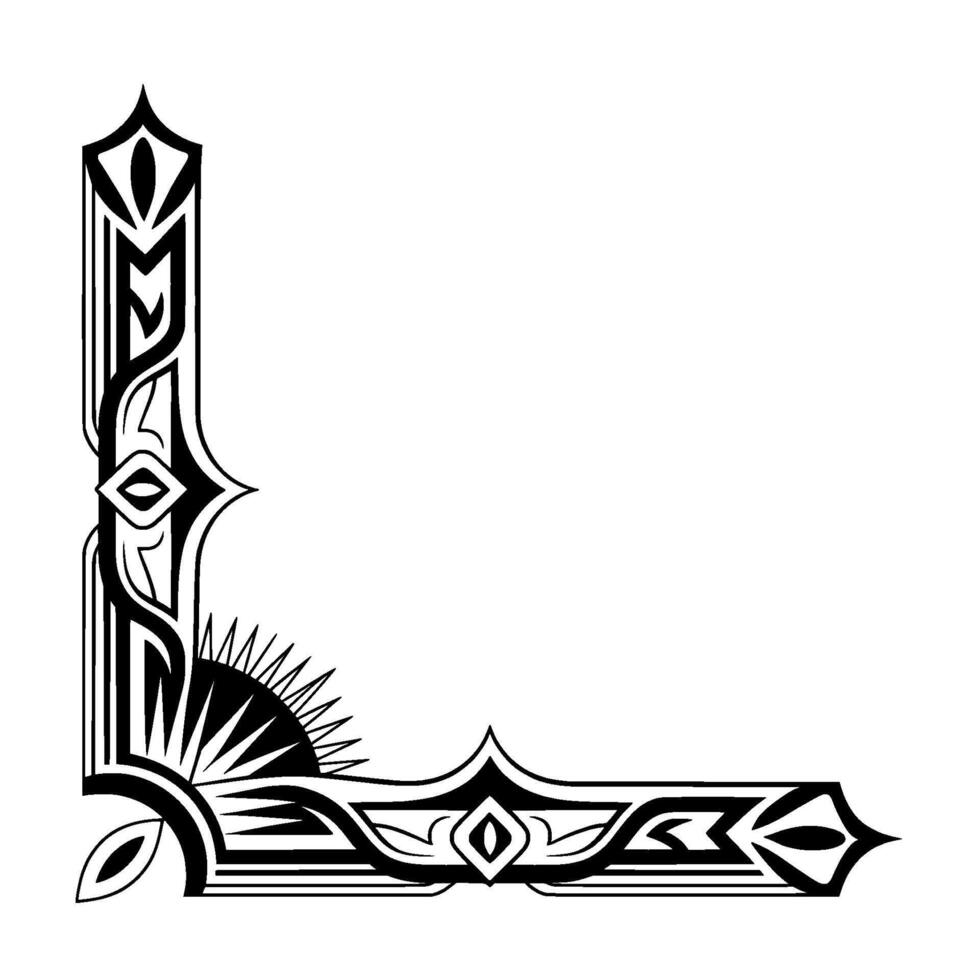 Art Deco Corner Border With Geometric Sunburst Illustration vector