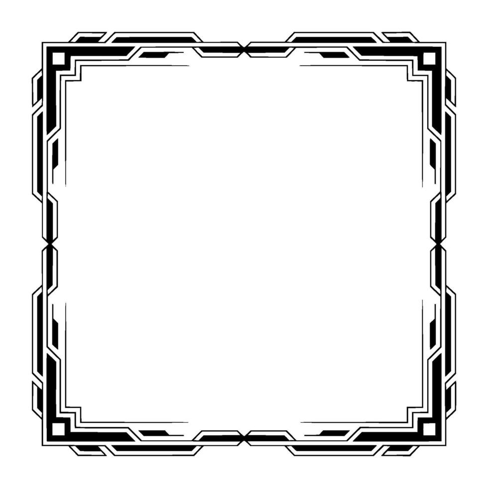 Art Deco Square Frame Geometric Border on White vector