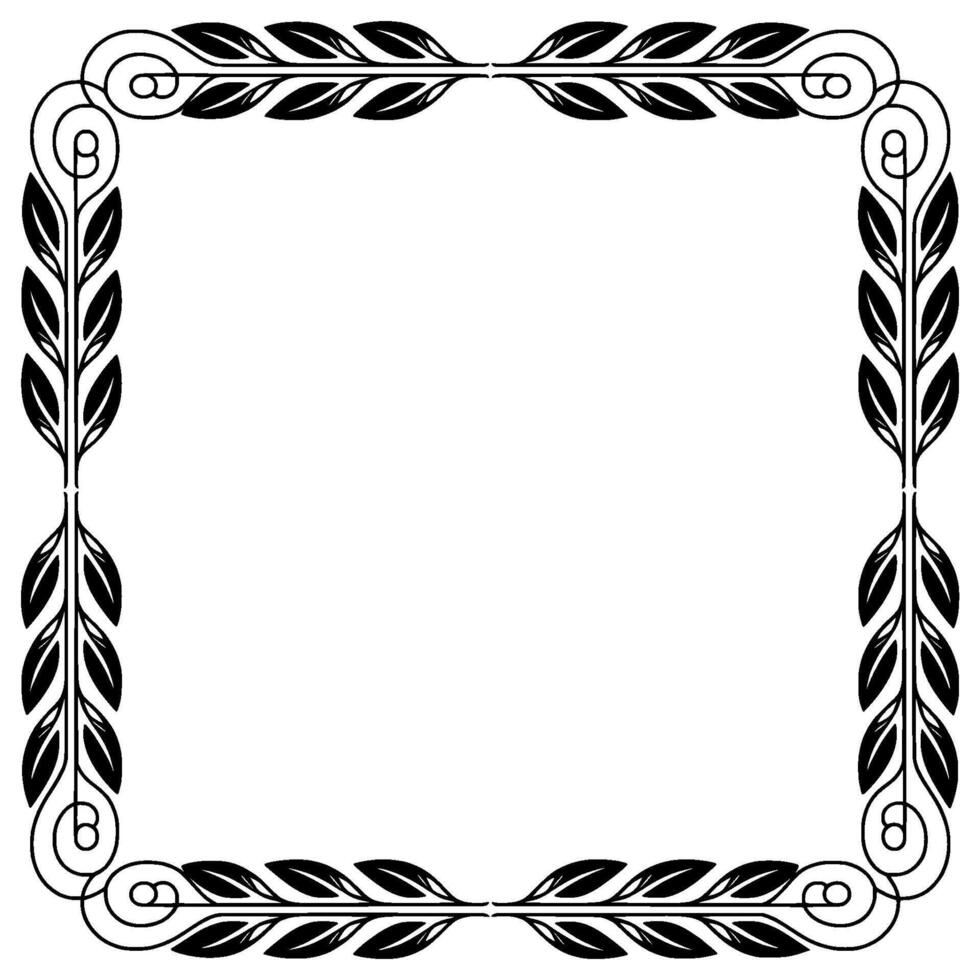 Elegant Black Leaf Frame on White Gradient Background vector