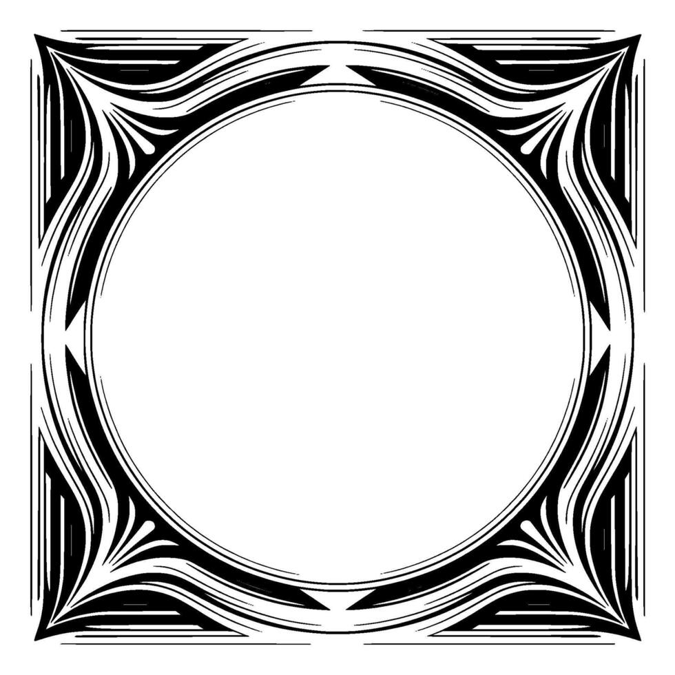 Abstract Geometric Frame in Black White, Elegant for Invitation vector