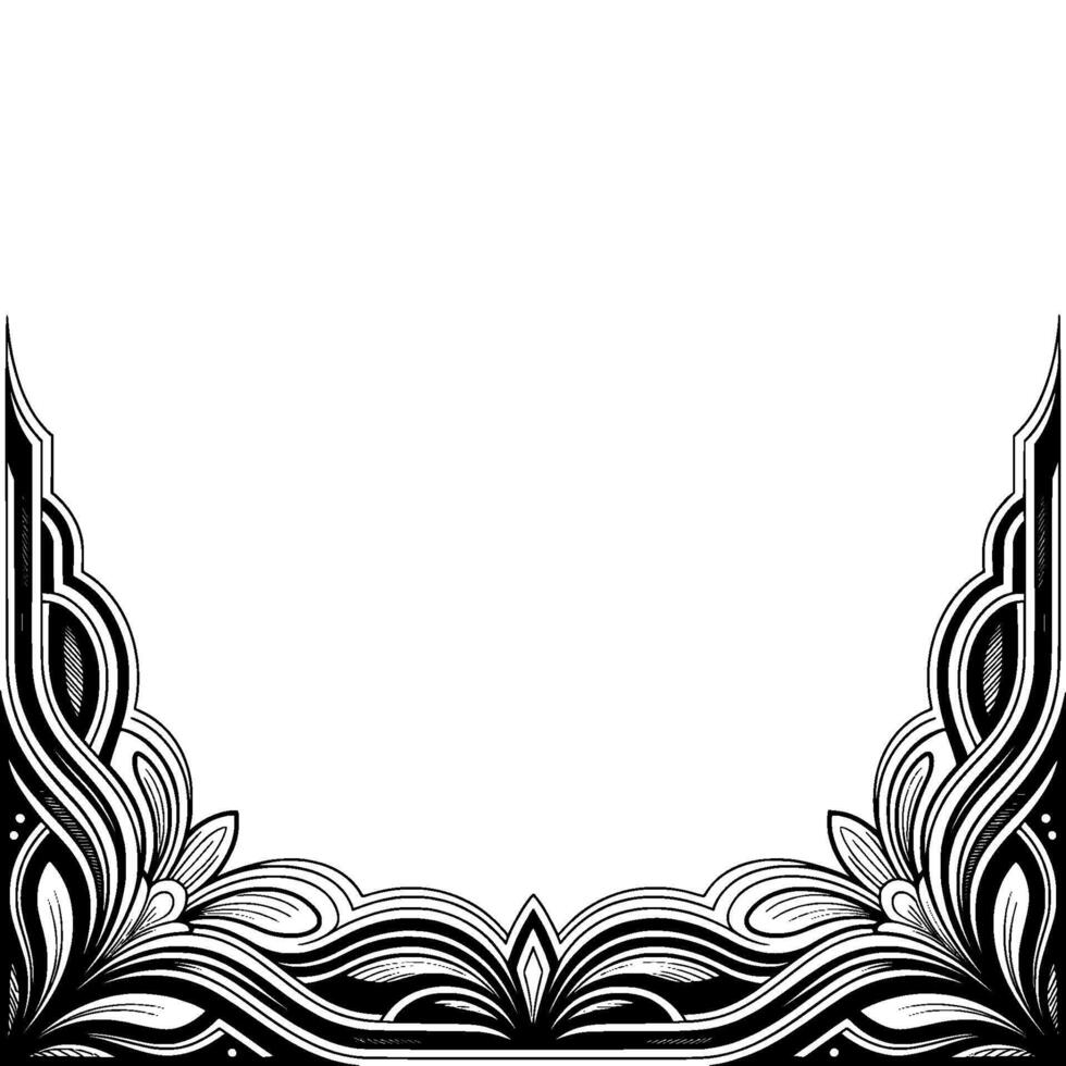 Elegant Art Deco Corner Frame, Black and White, Floral Ornament, Empty Space vector