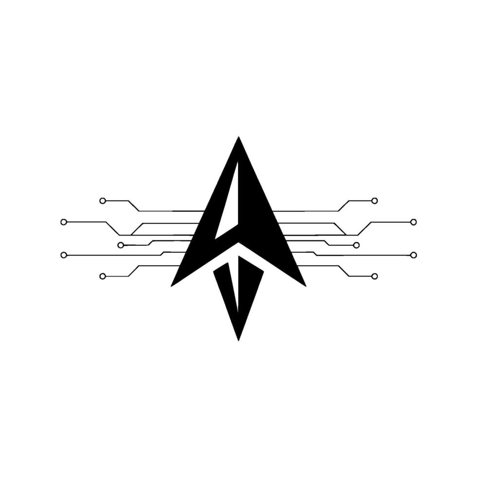 Tech Arrow Minimalist Black and White , Circuitry vector