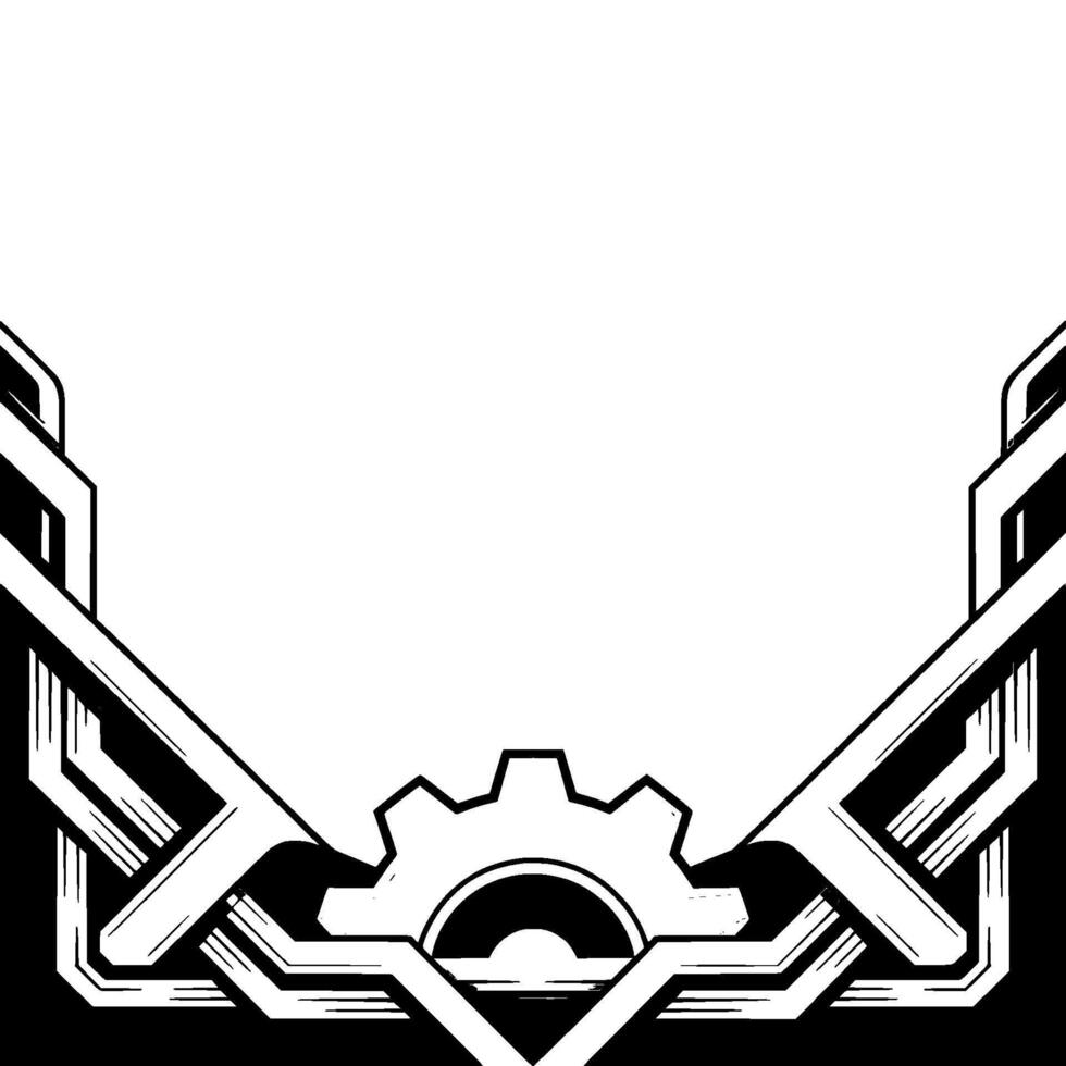Sleek Art Deco Gear Frame, Metallic Gradient Background vector