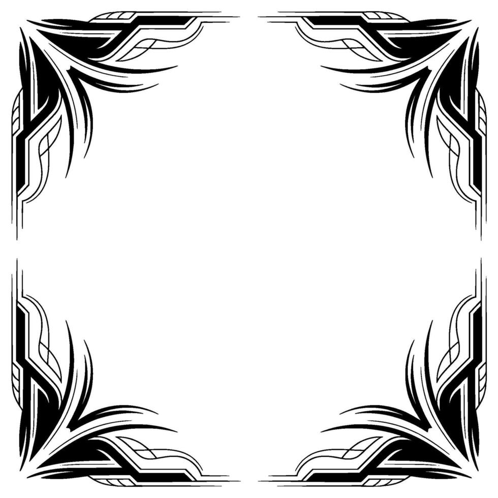 Art Deco Border Frame Abstract Black and White , Elegant Corner Elements. vector