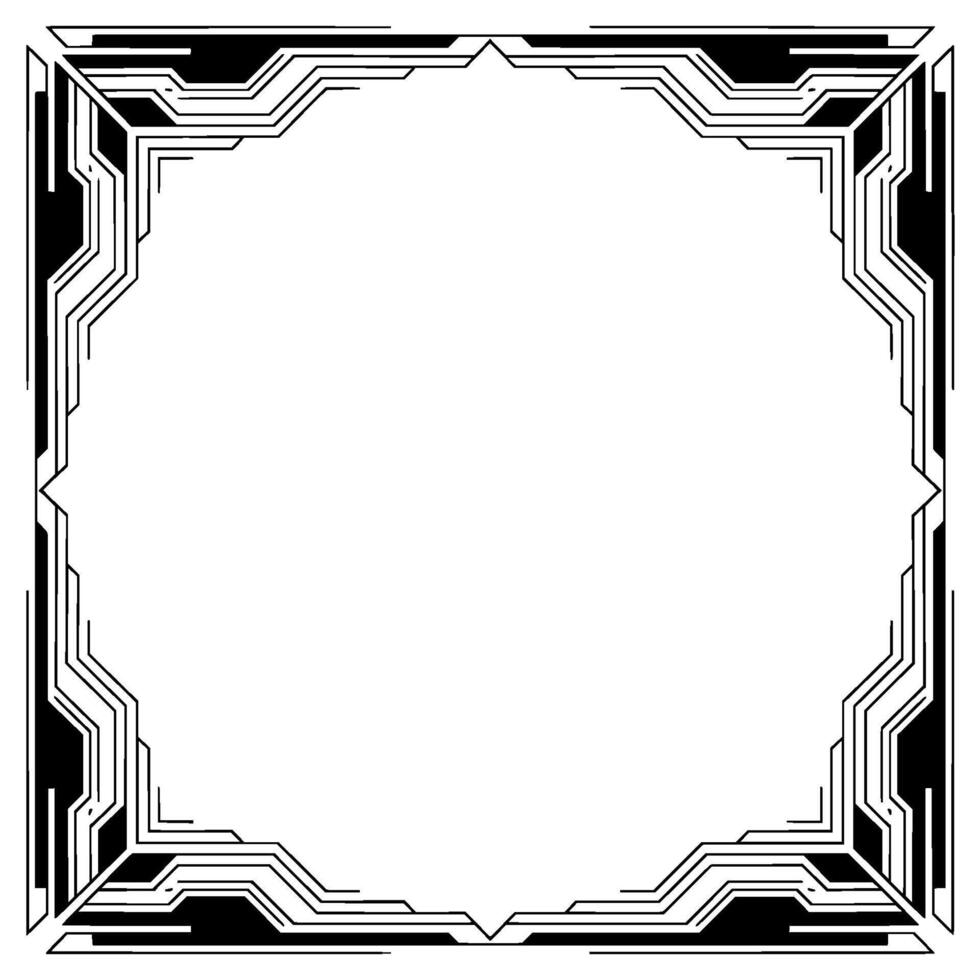 Geometric Art Deco Border Frame, Black White, for Invitations vector