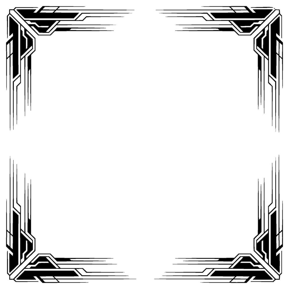 Art Deco Frame, Black and White Geometric Border, Blank Space for Text vector