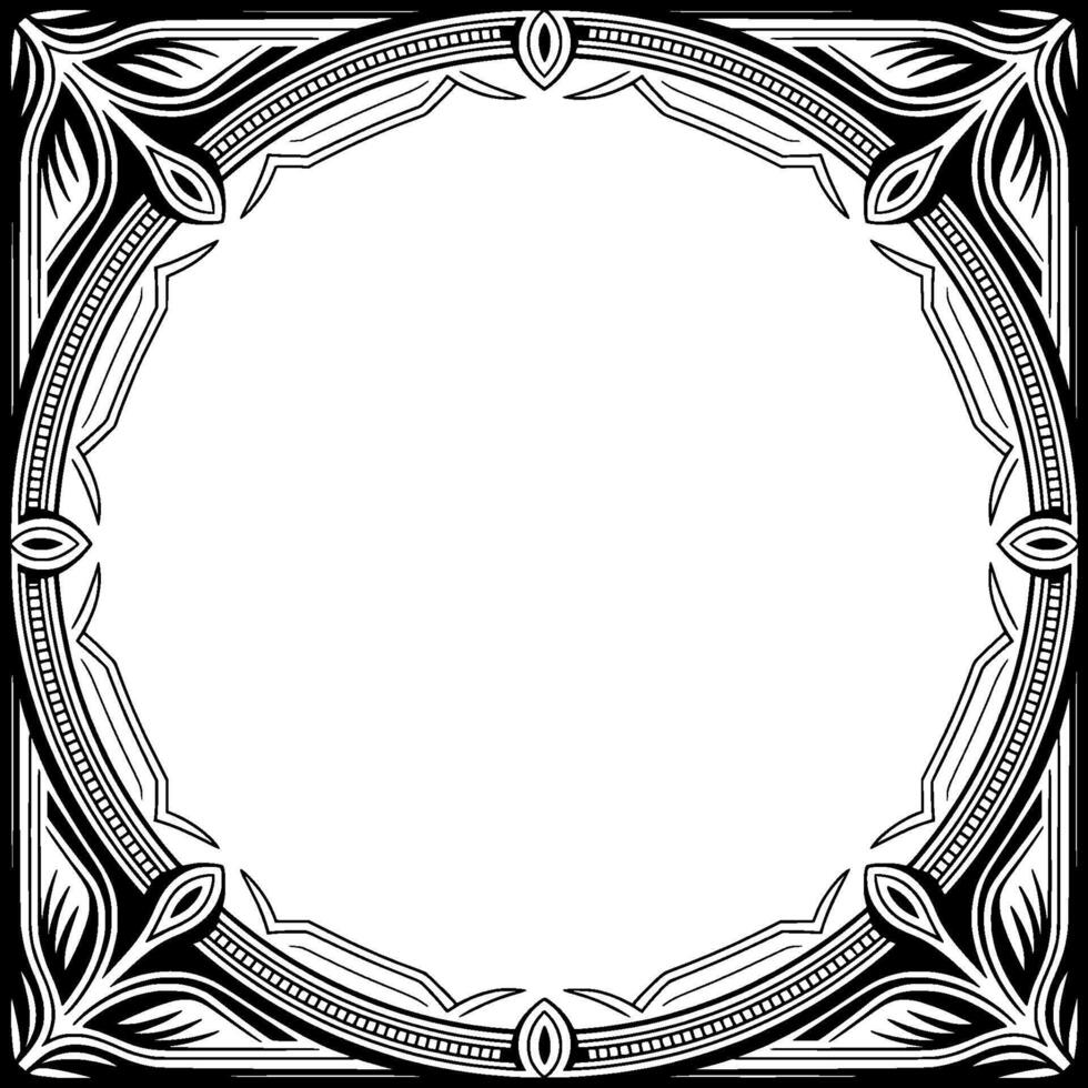 Elegant Black and White Circular Frame, Decorative Element vector