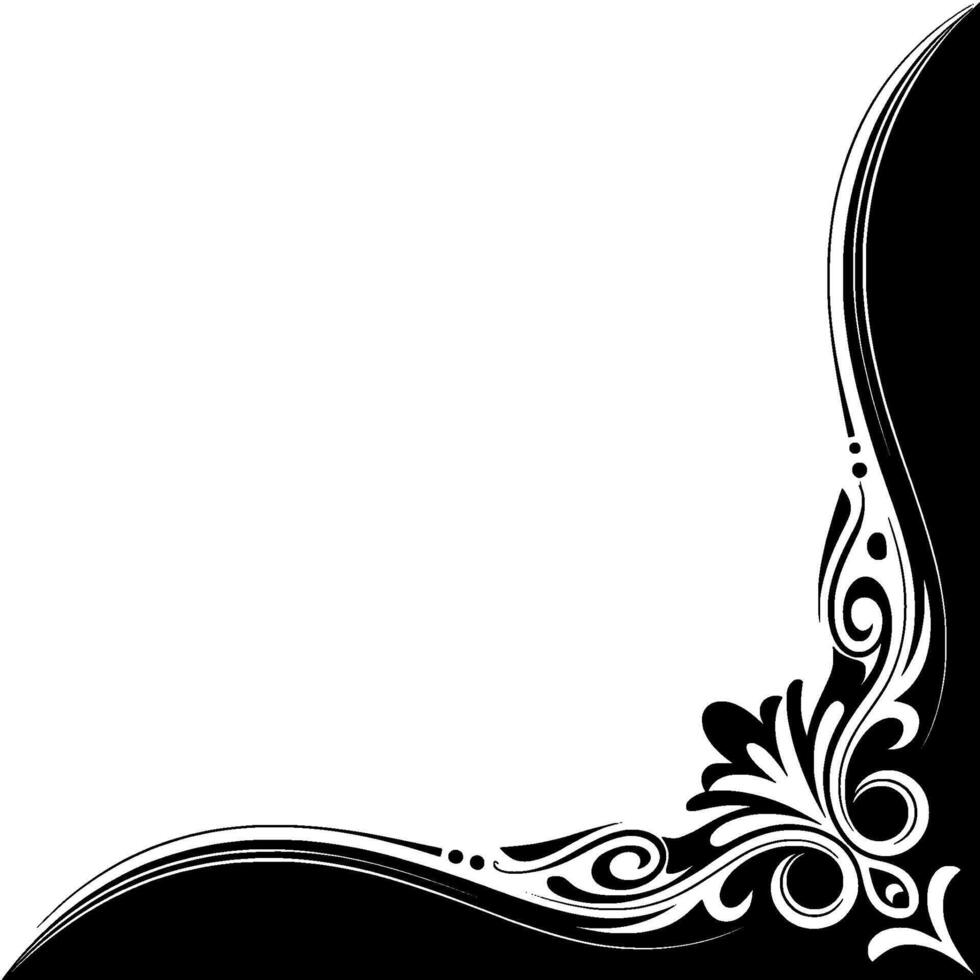 Elegant Black and White Corner With Floral Elements vector