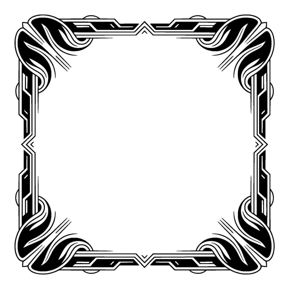 Art Deco Frame Elegant Black White Border , Isolated on White Background vector