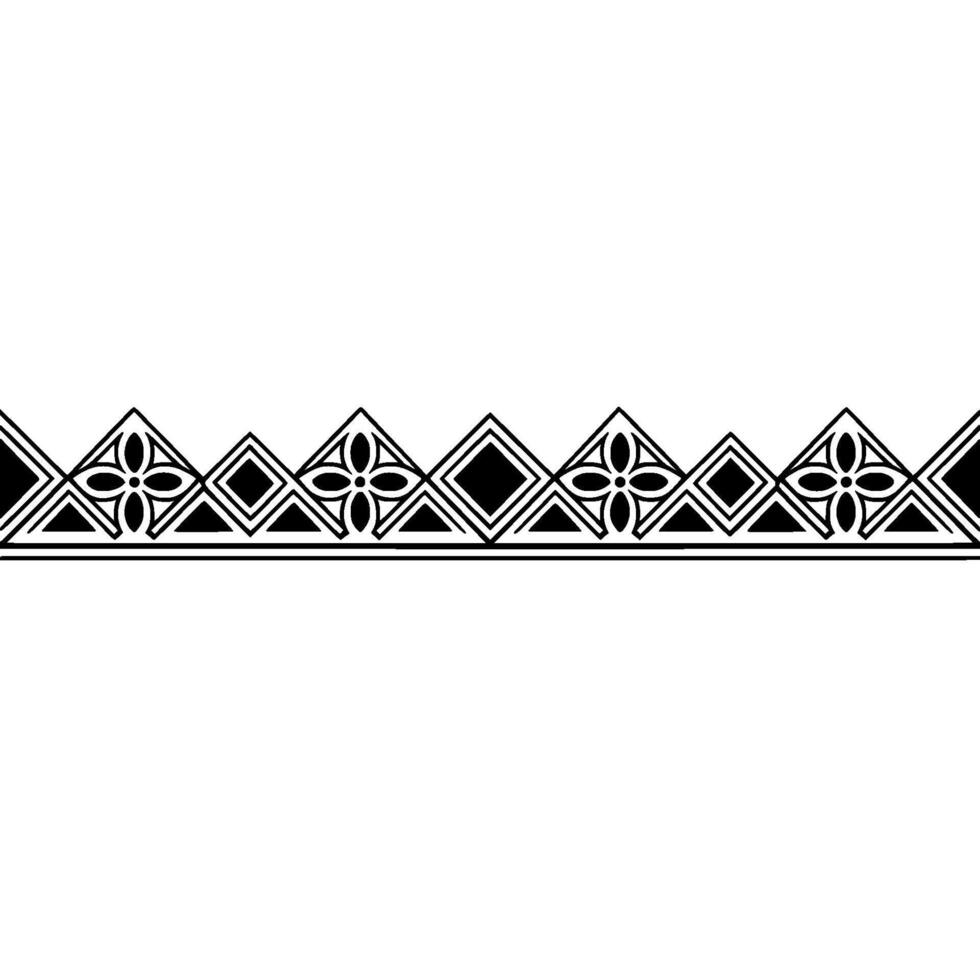 Geometric Border With Art Deco Floral and Diamond vector