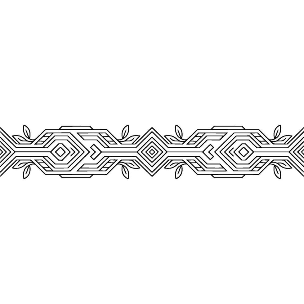 Geometric Line Border With Leaf Accents, Modern and Elegant vector