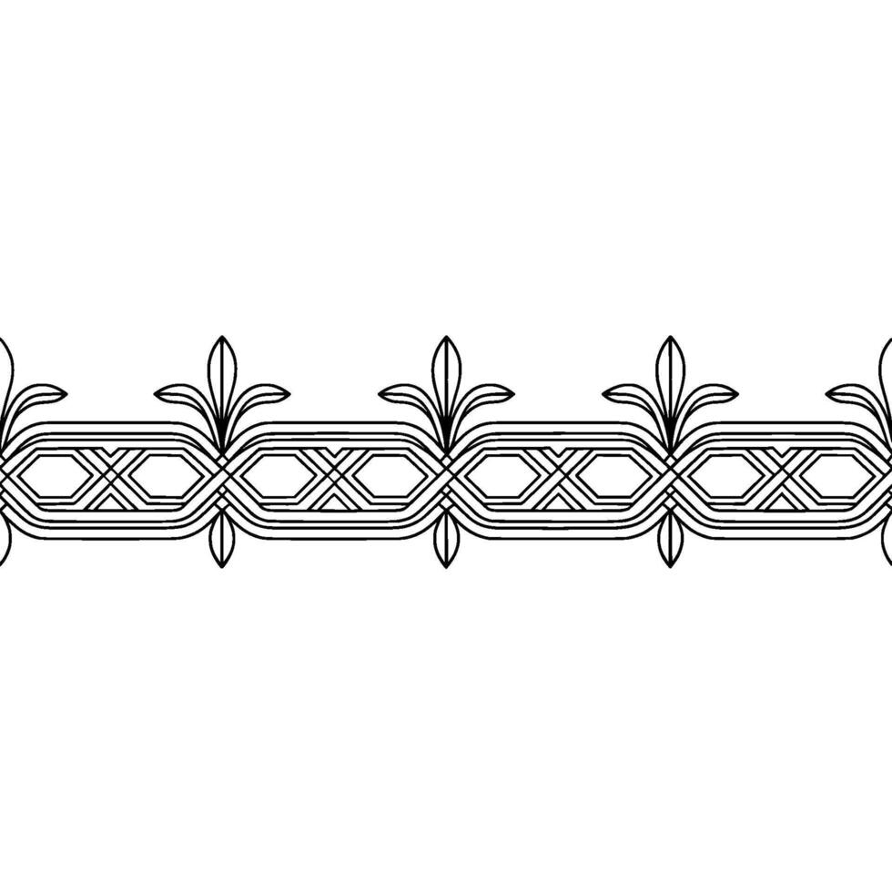 Elegant Ornamental Border With Fleurdelis and Geometric Pattern vector
