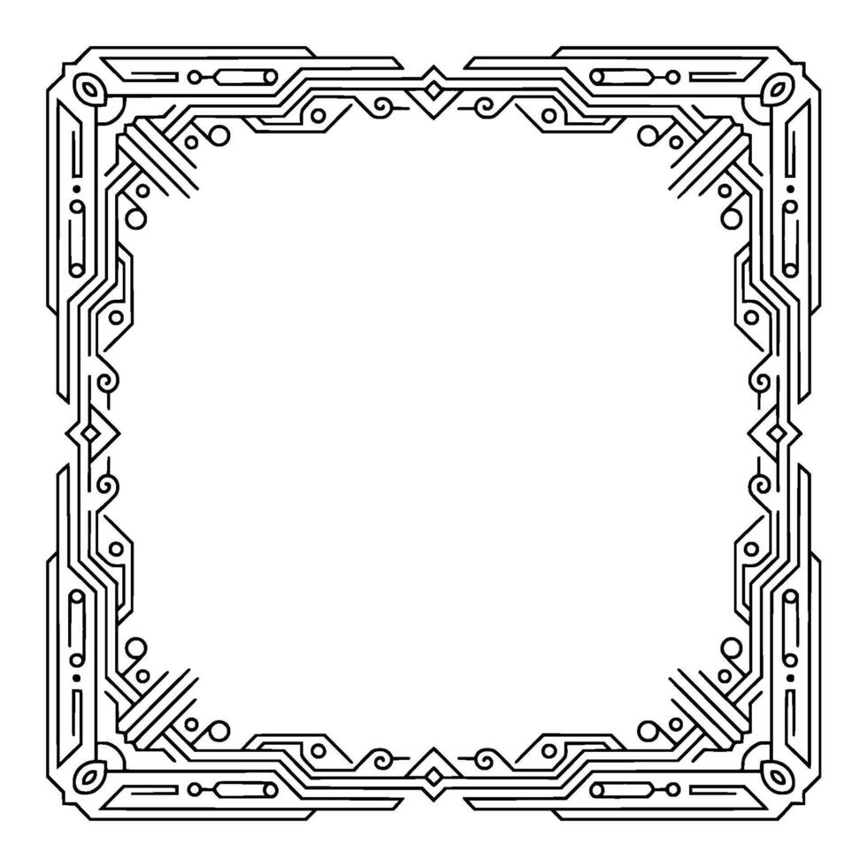 Intricate Art Deco Frame, Geometric Border, Elegant Outline vector